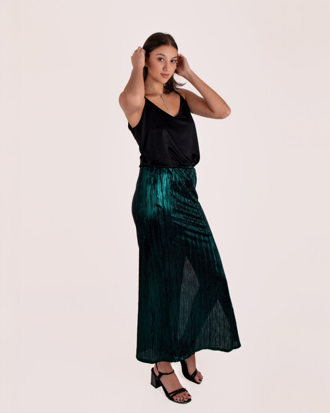 Falda Metalizada, Color Hunter Green - Imagen 3